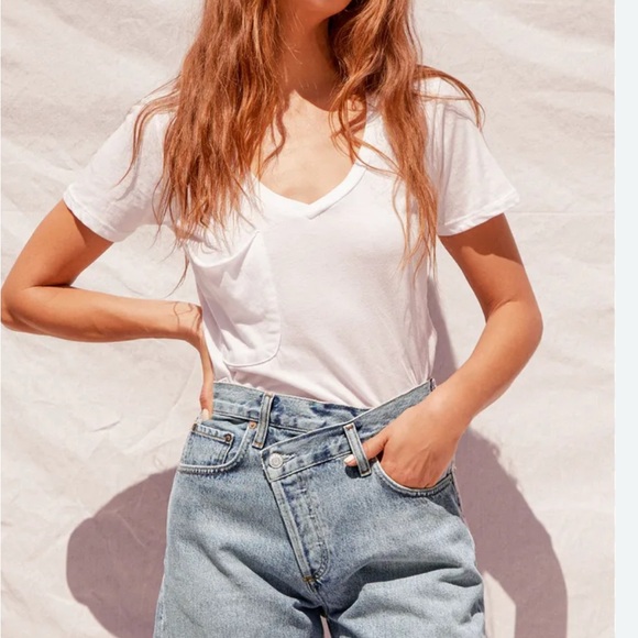 Agolde Criss Cross Light Wash Denim High Rise Shorts - Picture 1 of 4